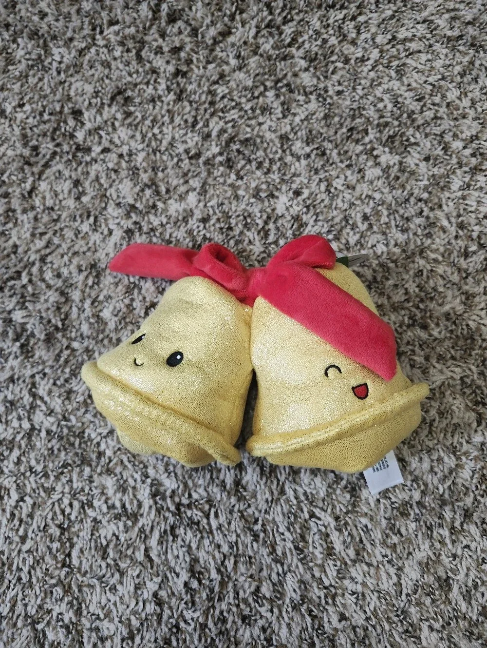 Gigglescape Gold Holiday Jingle Bell Plush Pair with Red Bow